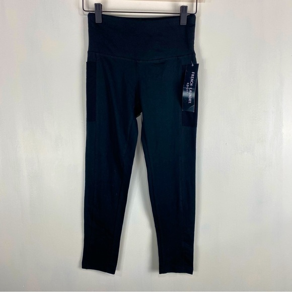 French Laundry Sport Stretchy Mesh High Waisted Leggings Black Size Small (NWT) - Picture 1 of 4